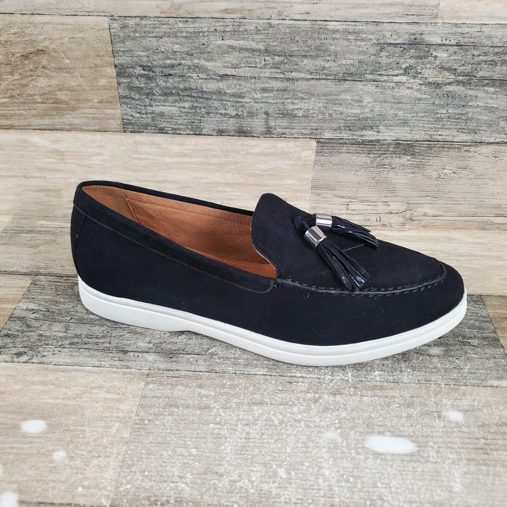 Johnston & Murphy Darlene Womens Flat Shoes Sz 8 M Black Slip On Tassel Loafers